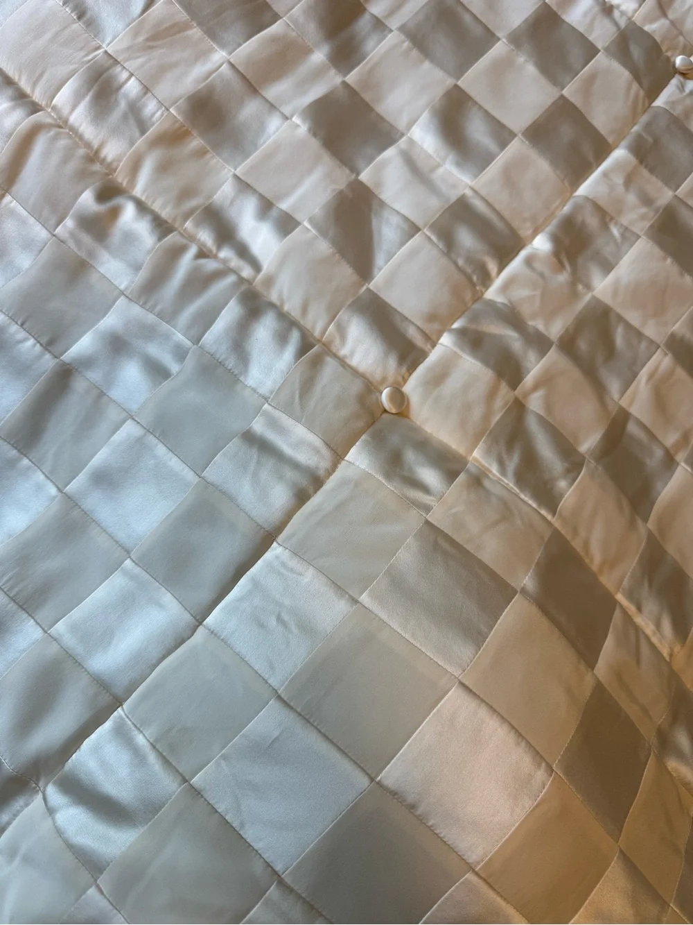 100% Silk Cocoon by Randi Kristoffersen Luxury Patchwork Throw Blanket Ivory